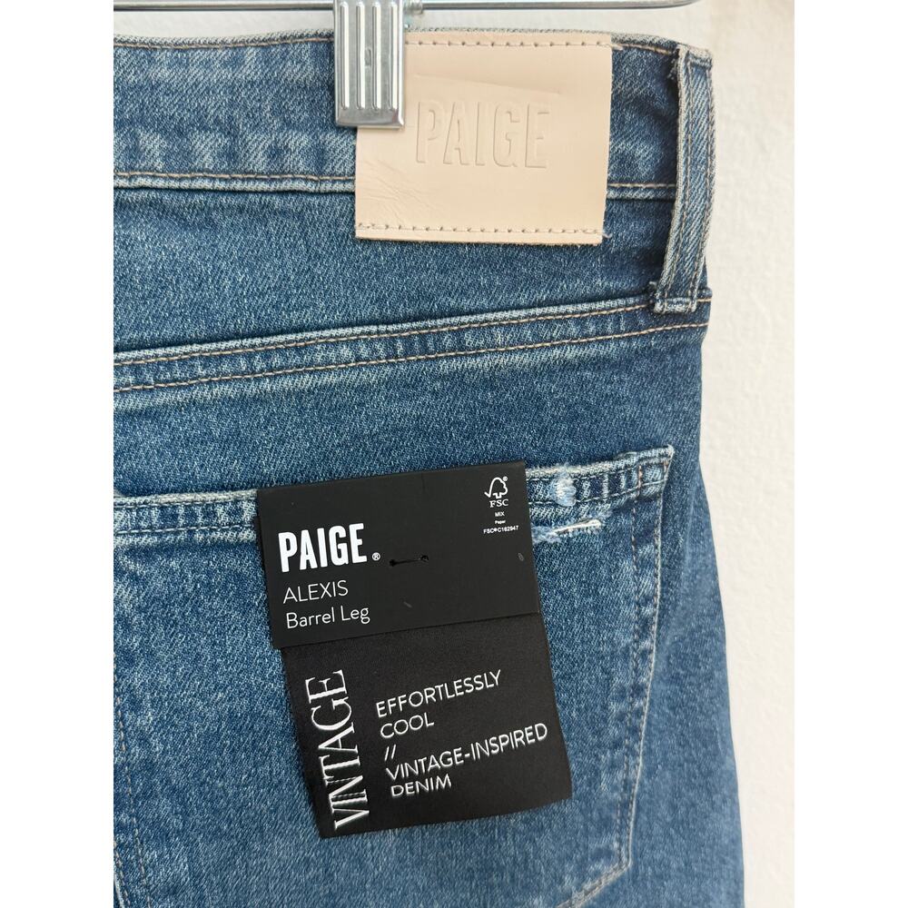 NWT Paige Alexis Barrel Leg Jeans Size 30 Lovejoy Distressed Button Fly Vintage - Picture 4 of 5
